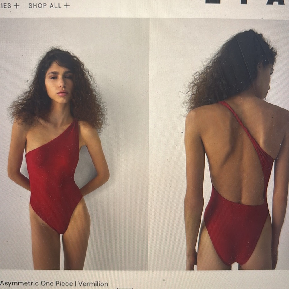 Ziah brand new xs Vibrant Red Swimsuit one shoulder backless